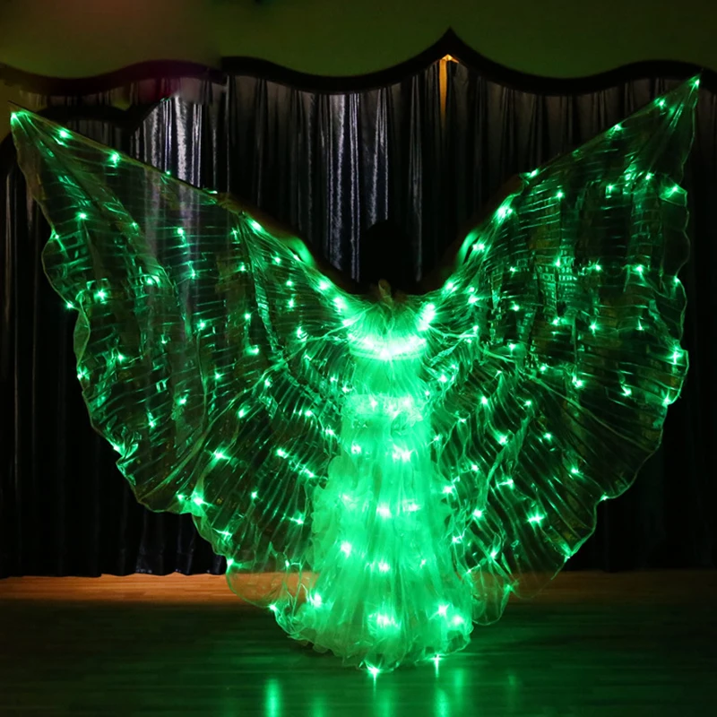 

Halloween Performance Prop Women Dance DJ LED Light Up 360 Degree Wing Costume Accessories Belly Dance Wings 6 colors-changing