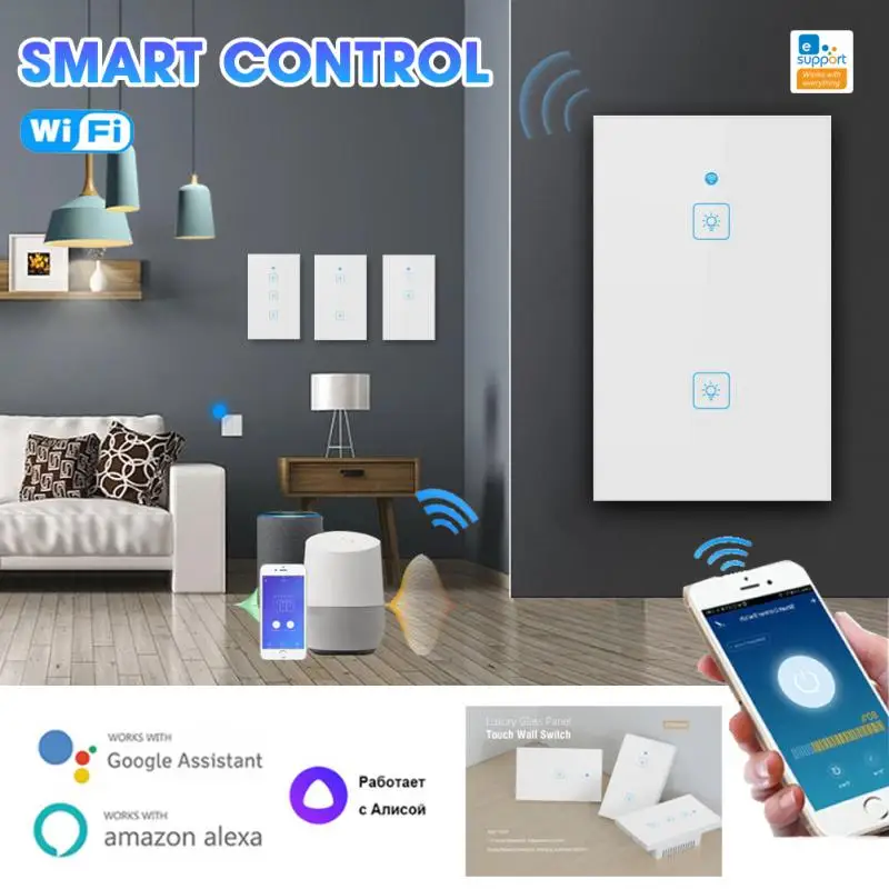 Us Wifi Smart Switch 90-250V 120 Modello App Con Funzione Rf Controllo Vocale/Remoto Funziona Con Amazon Alexa Home