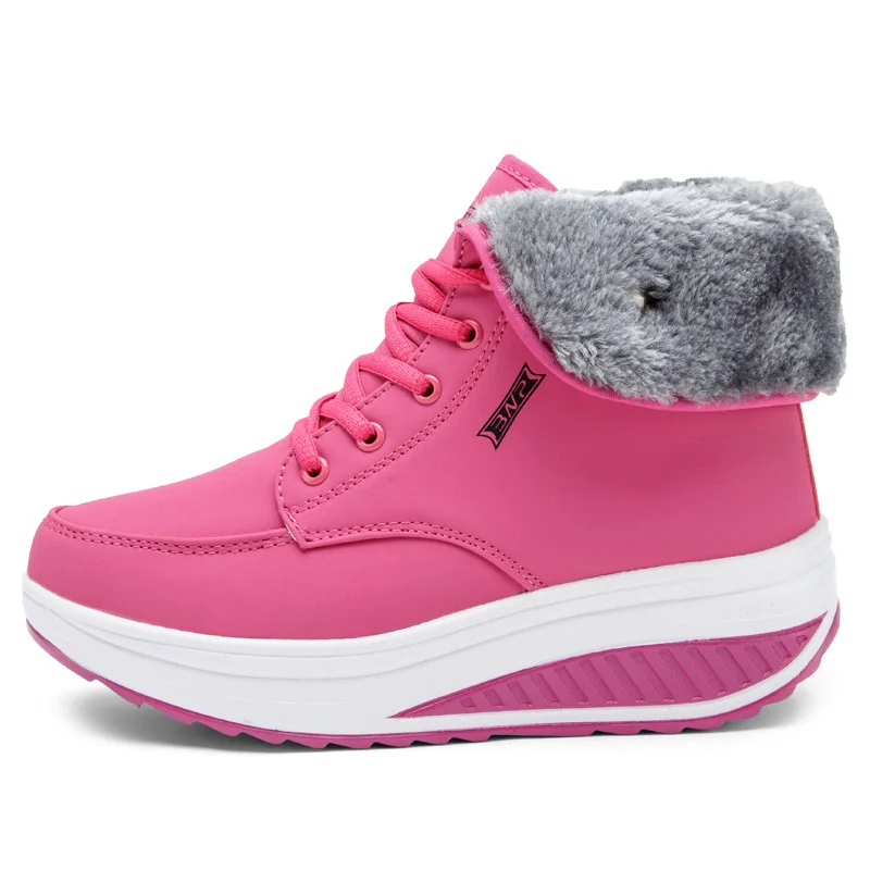 High Women Shake Wedge Boots With Plush Sports Casual Antiskid Winter Shoes Fashion Sneakers Size 35-40