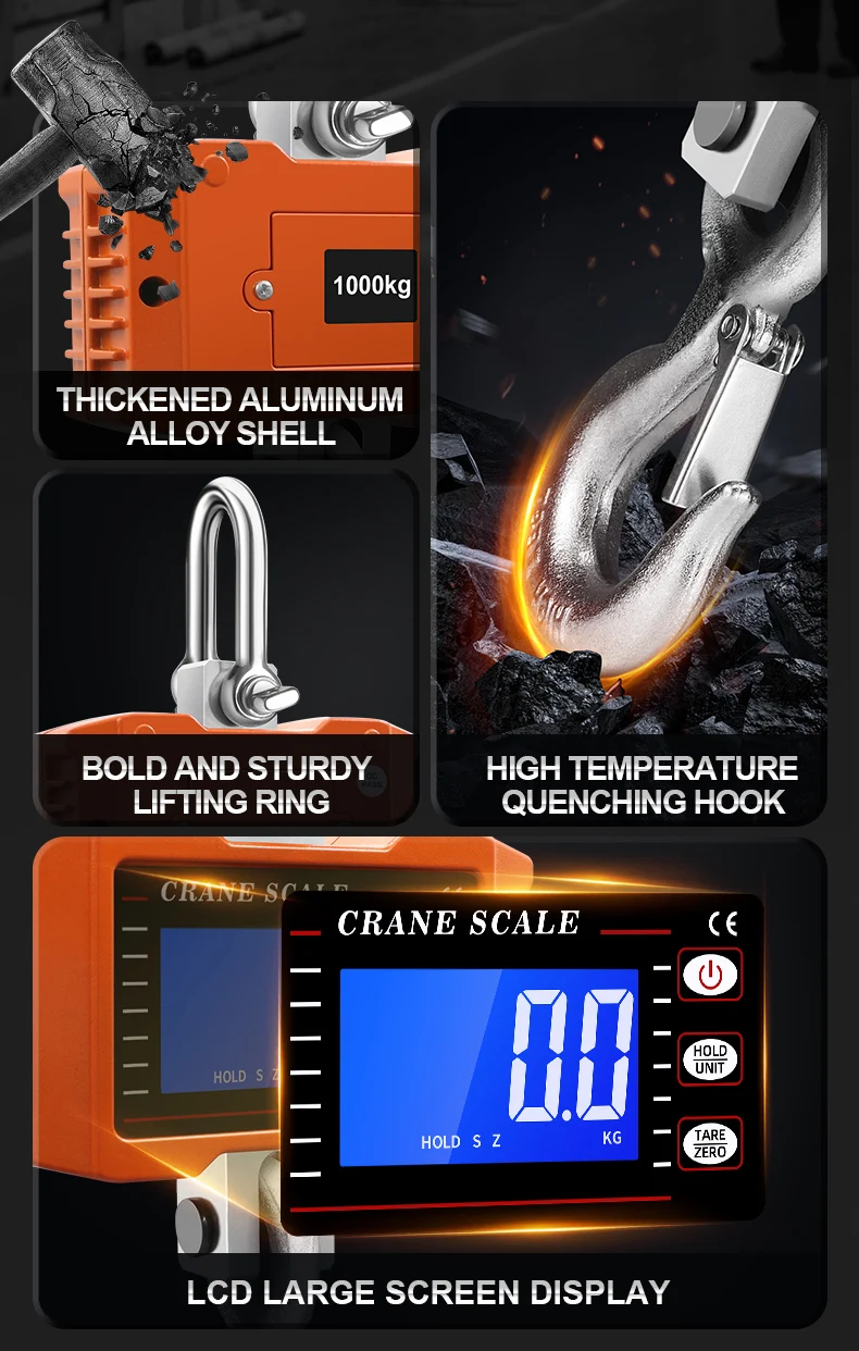 Description Picture 4 of itemDigital Hanging Scale 1500kg Weigher Tools 1000KG Heavy Duty Crane Scales LCD Steel Industrial Auto Lock Hook Weighing Blance