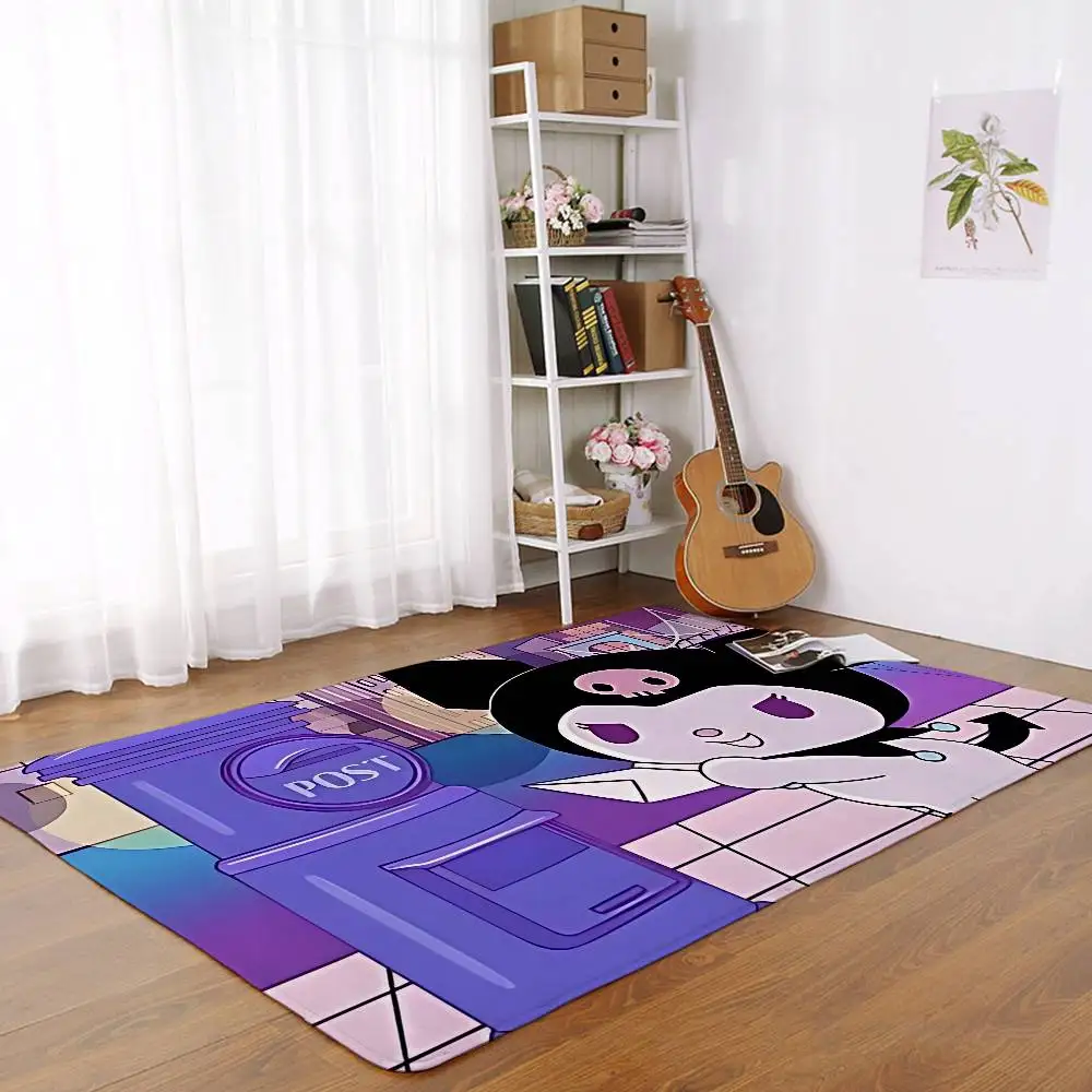 귀여운 애니메이션 쿠로미 바닥 매트 홈 세탁실 러그 카펫 거실 장식 라운지 공간 미끄럼 방지 발 매트 현관 매트