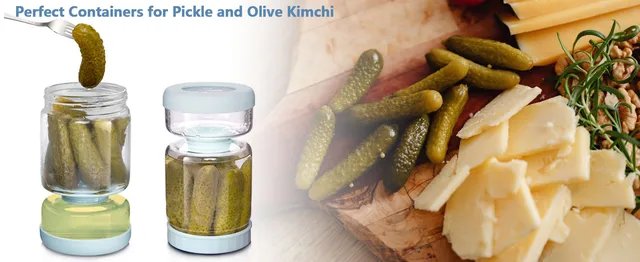 1pc, Bocal Sablier Pour Cornichons Et Olives Avec Fourchette