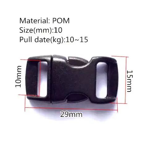 50pcs Plastic Side Release Buckle Paracord Bracelet Clasp Pet Collar Outdoor Backpacks Strap Belt Webbing Accessories Black 10mm