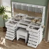 55" W , Makeup Vanity with Charging Station, 15 Drawers with Lighted , 3 Lighting Modes, Brightness Adjustable, Makeup Vanities 3