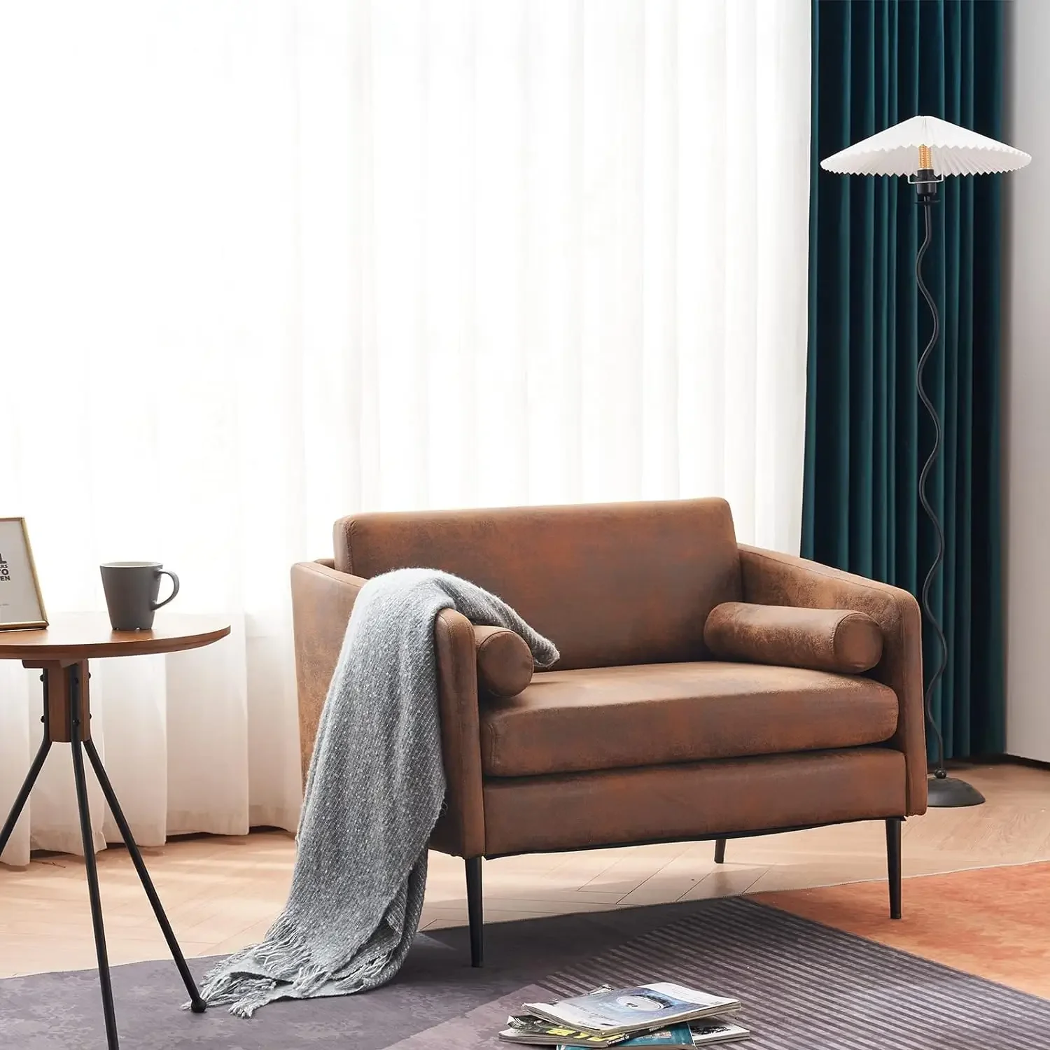 

Accent Chair for Living Room Comfy Bedroom Chair Reading Wide Comfortable Rustic Side Chair for Office