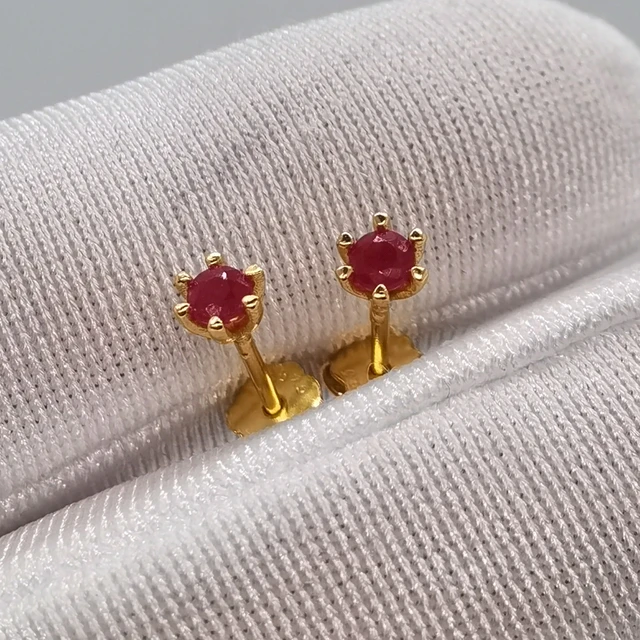 Diamond And Ruby Stud Earrings freeshipping - Vijay & Sons