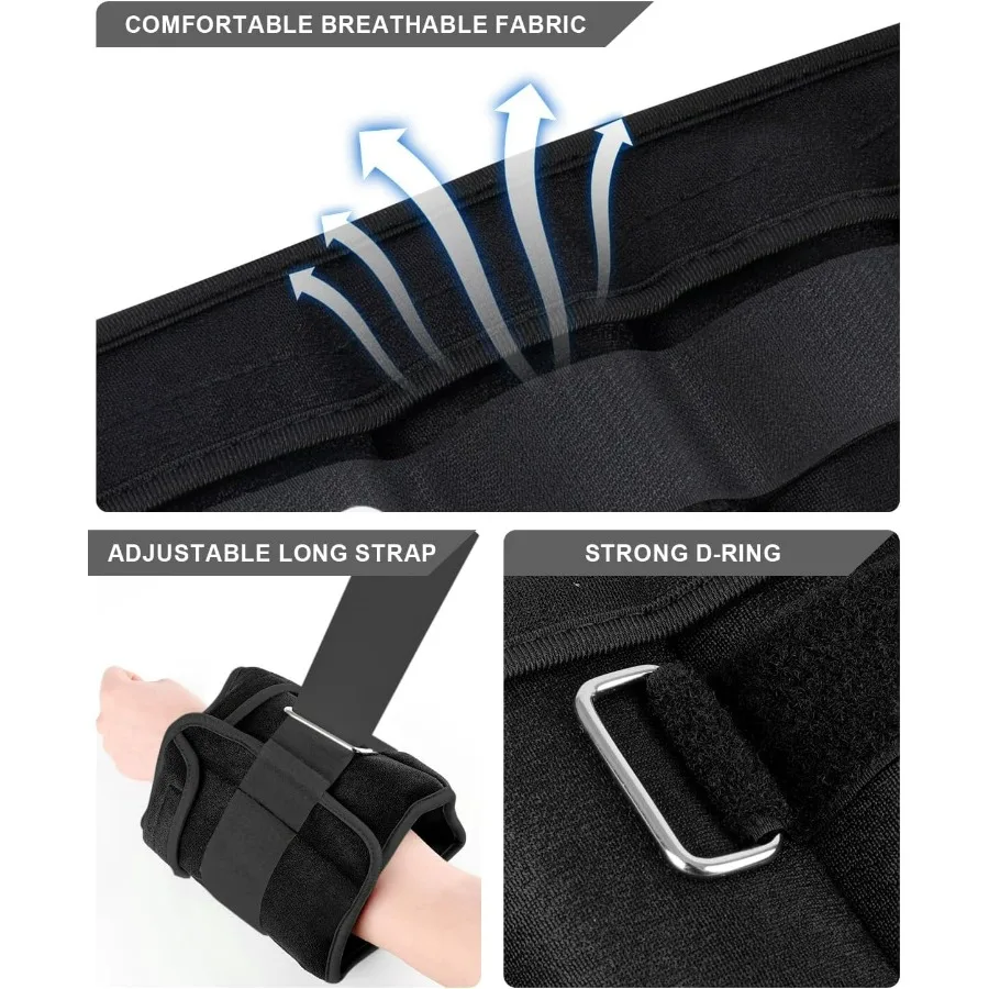 Adjustable Ankle Weights 5 lbs each( 10 lbs pair) with Removable Weight for Jogging, Gymnastics, Aerobics, Physical Therapy