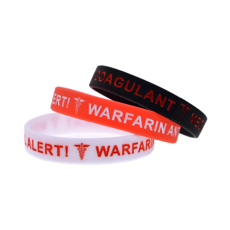 1 PC Warfarin Anticoagulant Silicone Wristband 1/2 Inch Wide Medical Alert Bracelet 6