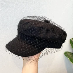 British Retro Navy Hat Ladies Stage Sexy Mesh Octagonal Cap 2021 New Best-selling European and American Fashion Wild Beret