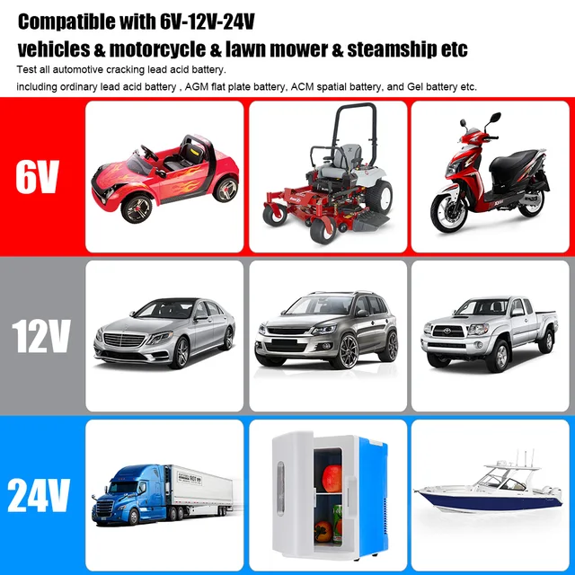 KONNWEI-Testeur de batterie de camion de voiture de moto, analyseur de  charge, outil de test de démarrage, mise à jour gratuite, par 2000CCA, 6V,  12V, 24V - AliExpress