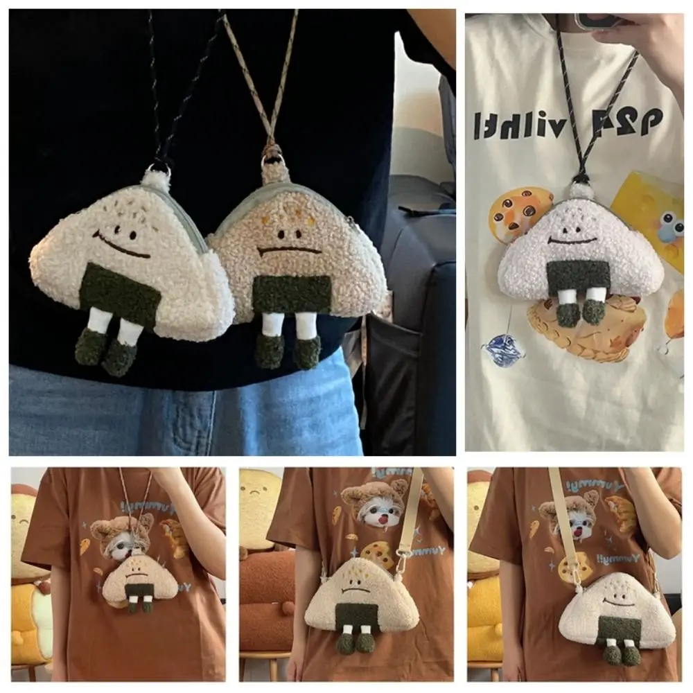 

Neck Purse Bag Halter Small Bag Satchel Plush Wallet Crossbody Bags Earphone Date-cable Bag Expression Rice Ball Plush Bag Gift