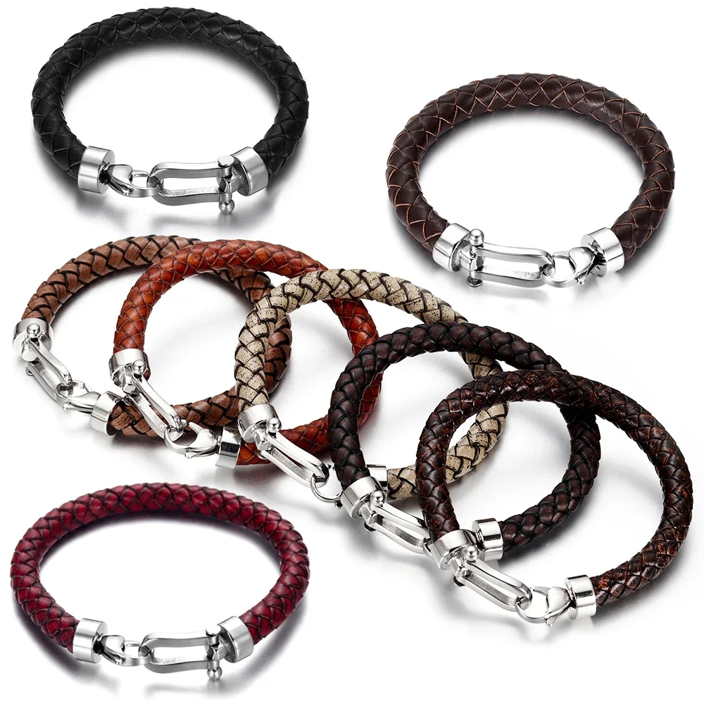 ブレスレット Natural Leather Horseshoe / Bit Bracelet For Men & Women Natural Leather Horseshoe / Bit Bracelet For Men & Women