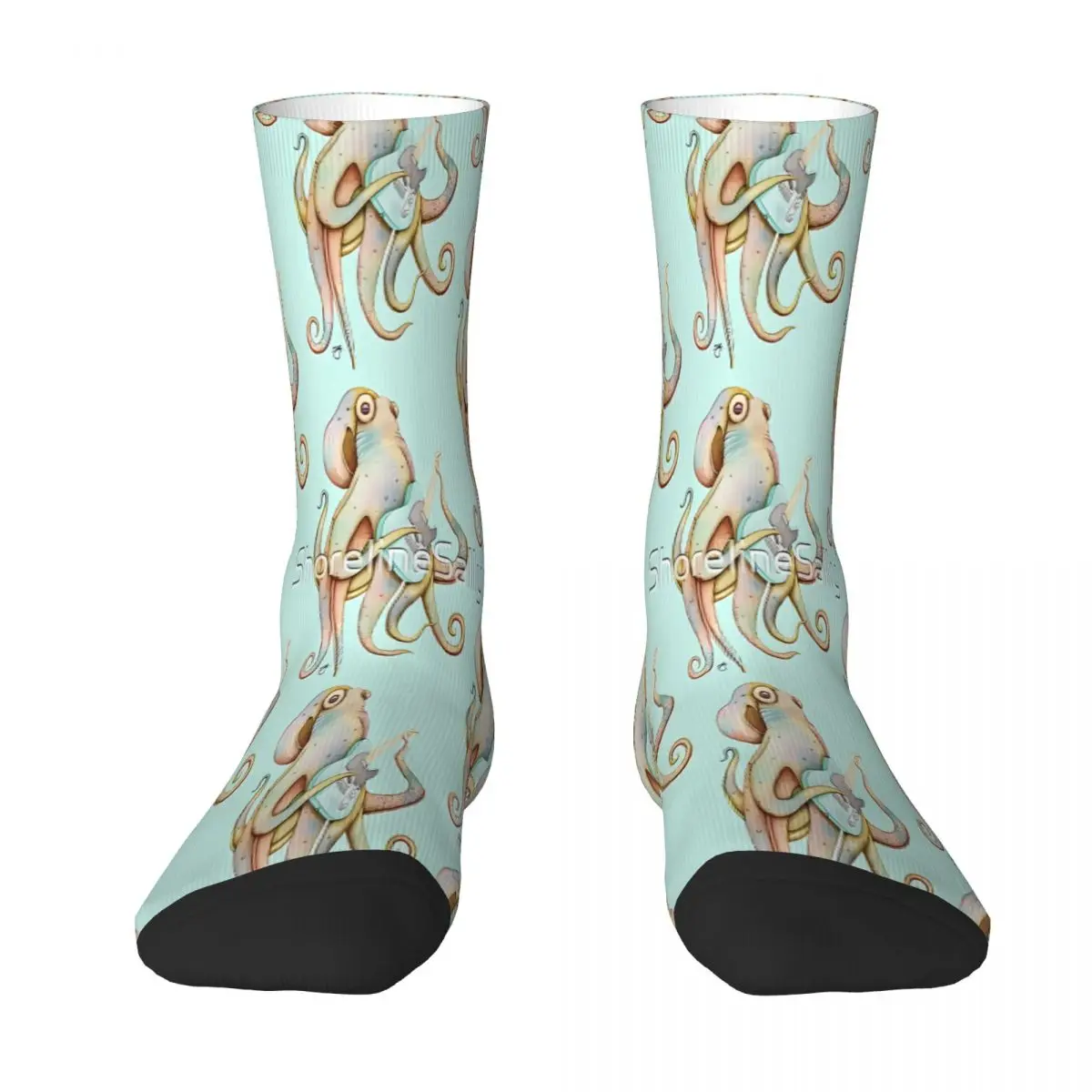 

POLAH The Axe Wielding Octopus On Aqua Sock Socks Men Women Polyester Stockings Customizable Design
