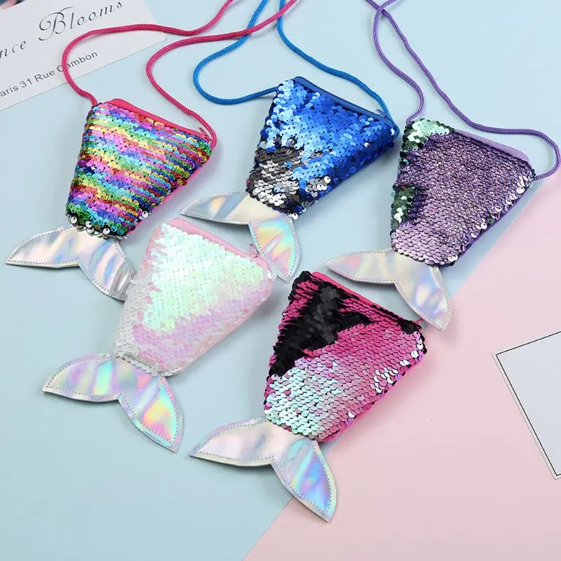 Szép gyerekeknek Elárusítónő Farok sequins kicsi crossbody Mellöv Zsák