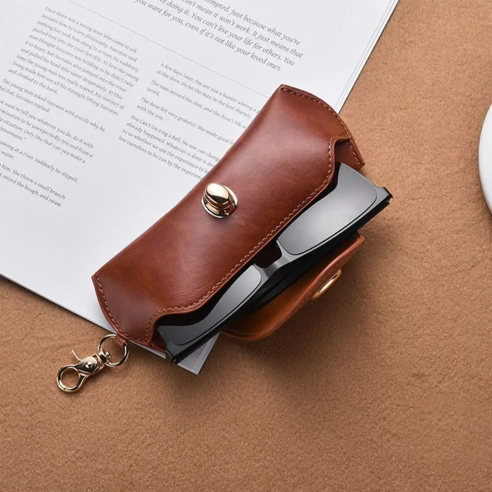 New Leather Soft Sunglasses Case Hanging Neck Portable Sunglasses Glasses Clip Glasses Case Eyeglasses Accessories