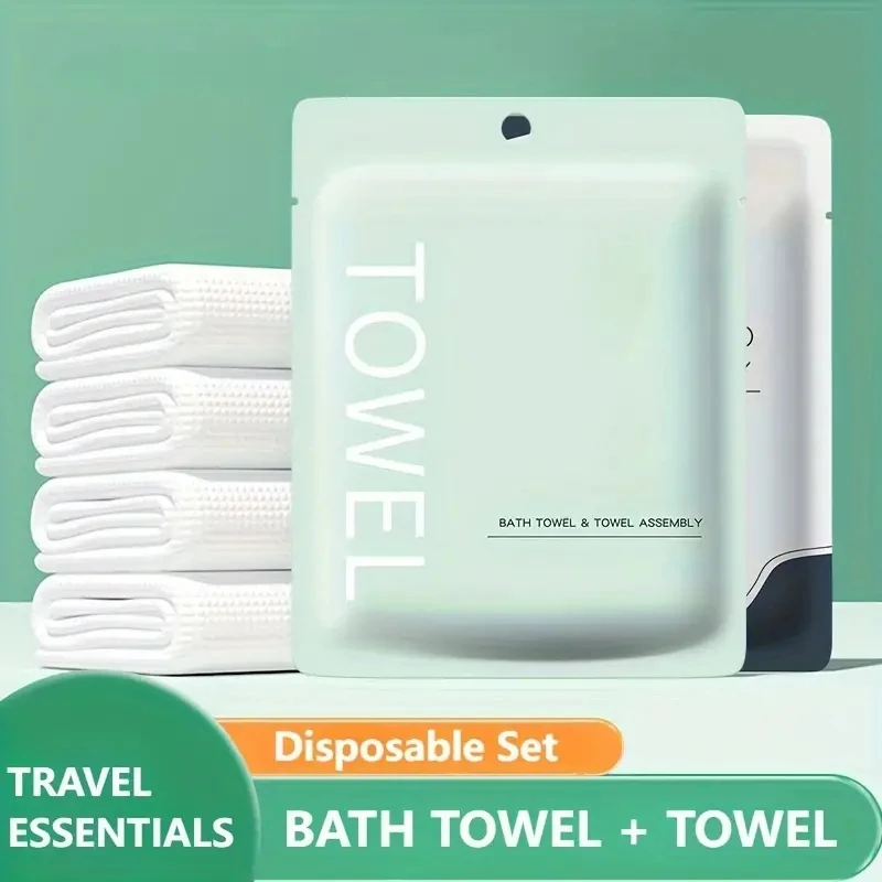 

Hypoallergenic Disposable Towel Set - Perfect for Gym, Travel, & Outdoor Activities, Easy-to-Carry 2pcs