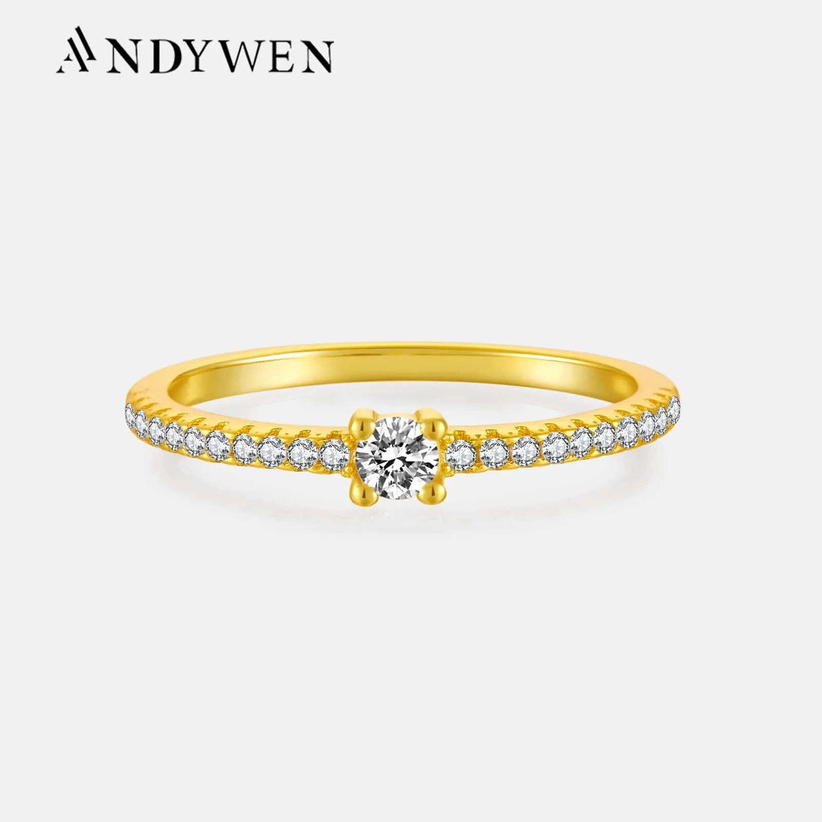ANDYWEN New 925 Sterling Silver Gold SOLSTICE Rings Zircon CZ Party 2023 Crystal CZ Belong To Fine Jewelry Collection