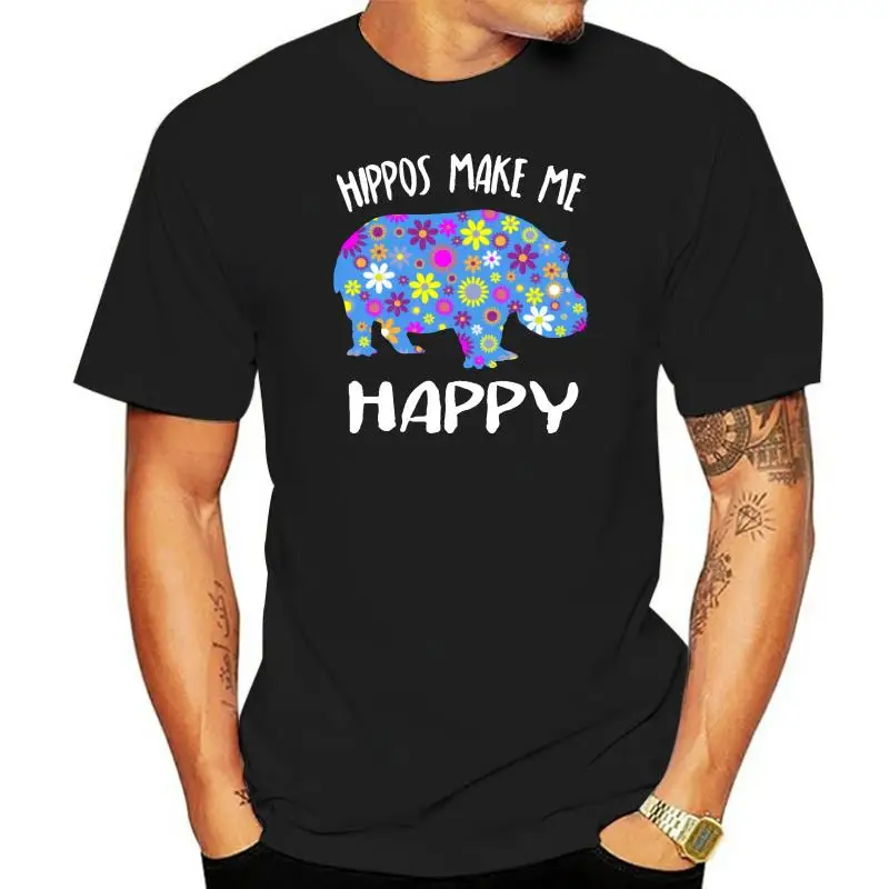 T-Shirt Da Uomo Hippos Make Me Happy Tshirt T-Shirt Da Donna