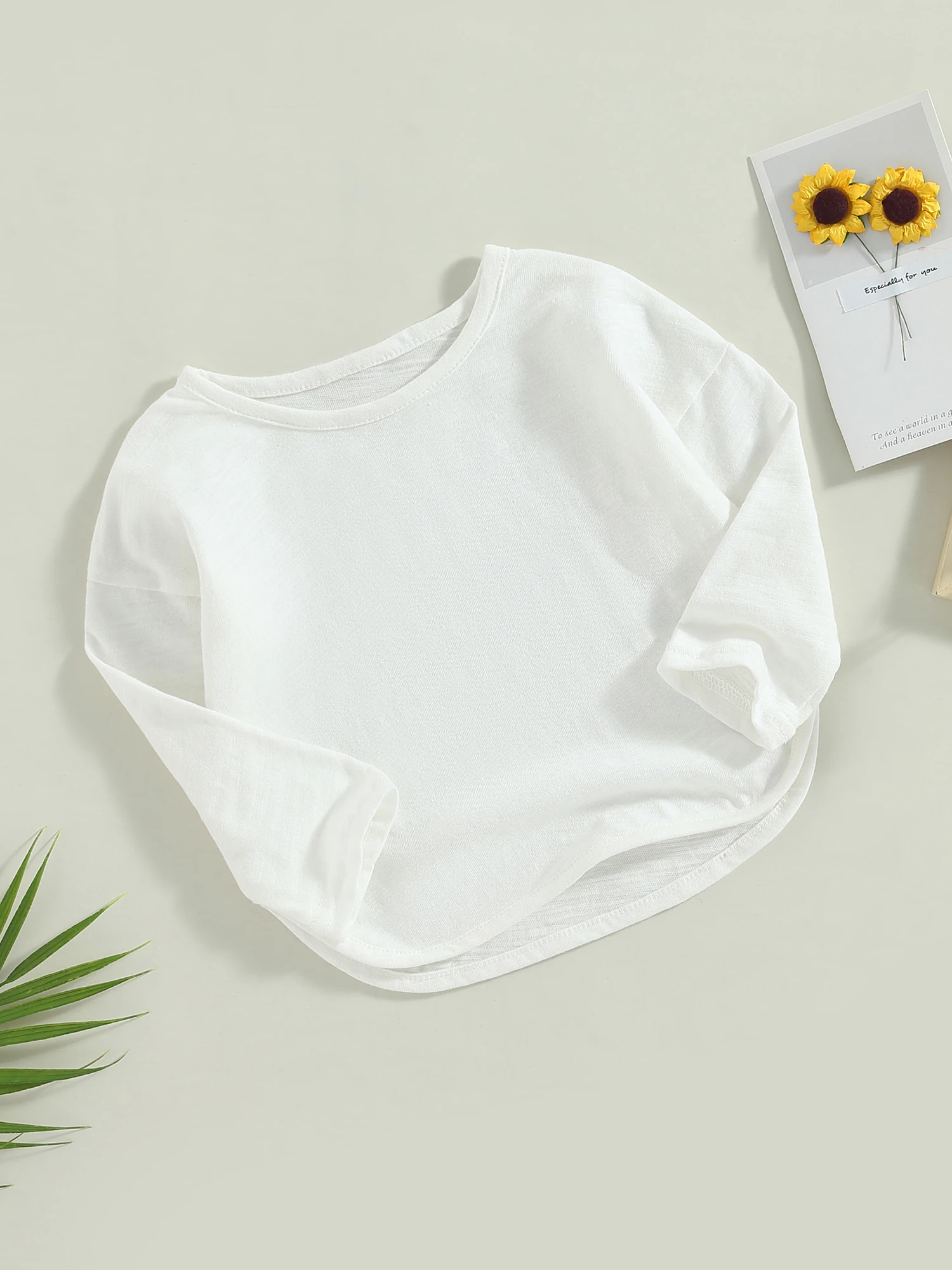 

Adorable Solid Color Long Sleeve T-shirt Tops for Infant Toddler Baby Girls and Boys - Casual Crewneck Pullovers Tee Shirt for