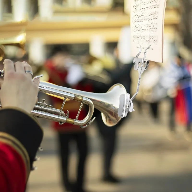 Small Trombone Score Clip Silver Holder Suitable for Musicians, General Instrument Accessories Are Convenient and Practical