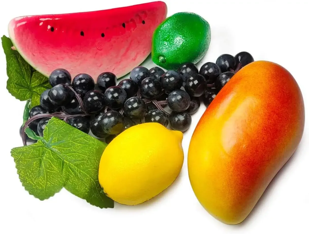 Artificial Fruits and Vegetables Artificial Fruits for Home Decoration Fake Strawberry Mango Bananas Party Christmas Model for Photoshoot 14 PCs/Set