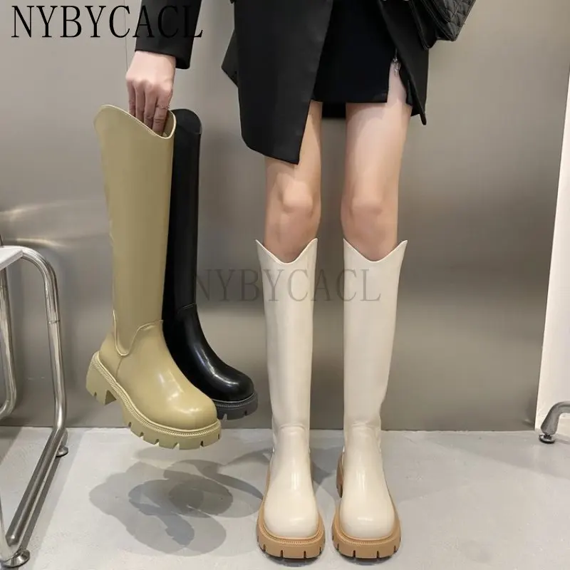 Designer 2023 New Winter Women Knee-High Riding Equestrian Boots Leather Platform Shoes Woman Long Boots Office Lady Footwear