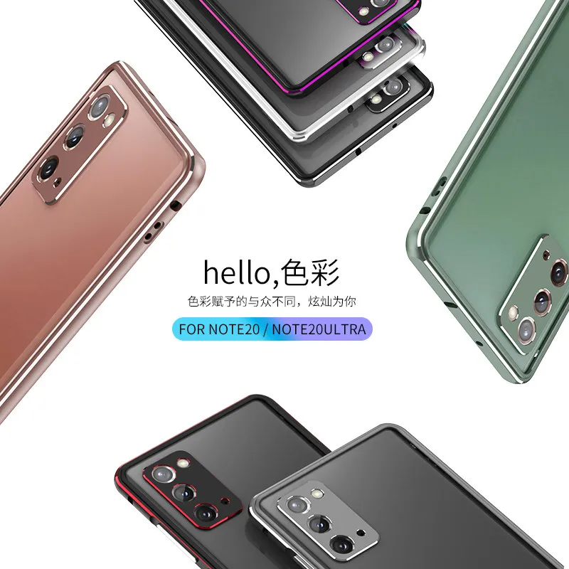 Dropshipping Dual Color Aluminum Metal Bumper For Samsung Galaxy Note20 Note 20 Ultra Cover CASE Lens Carmera+Frame Protector
