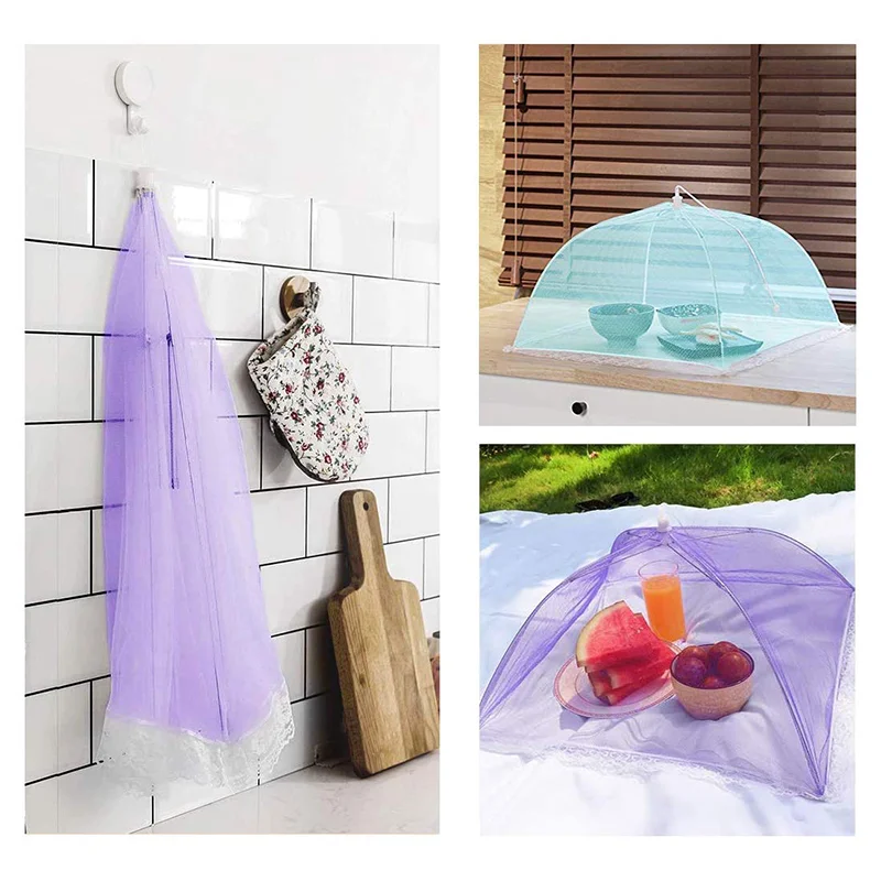 Food Cover 17 Inch Foldable Food Covers Mesh Anti Fly Mosquito Meal Cover