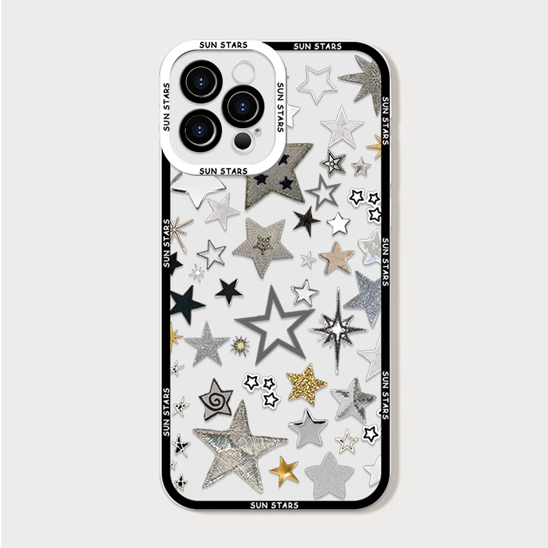Retro Style Sun Moon Stars Clear Soft Phone Case
