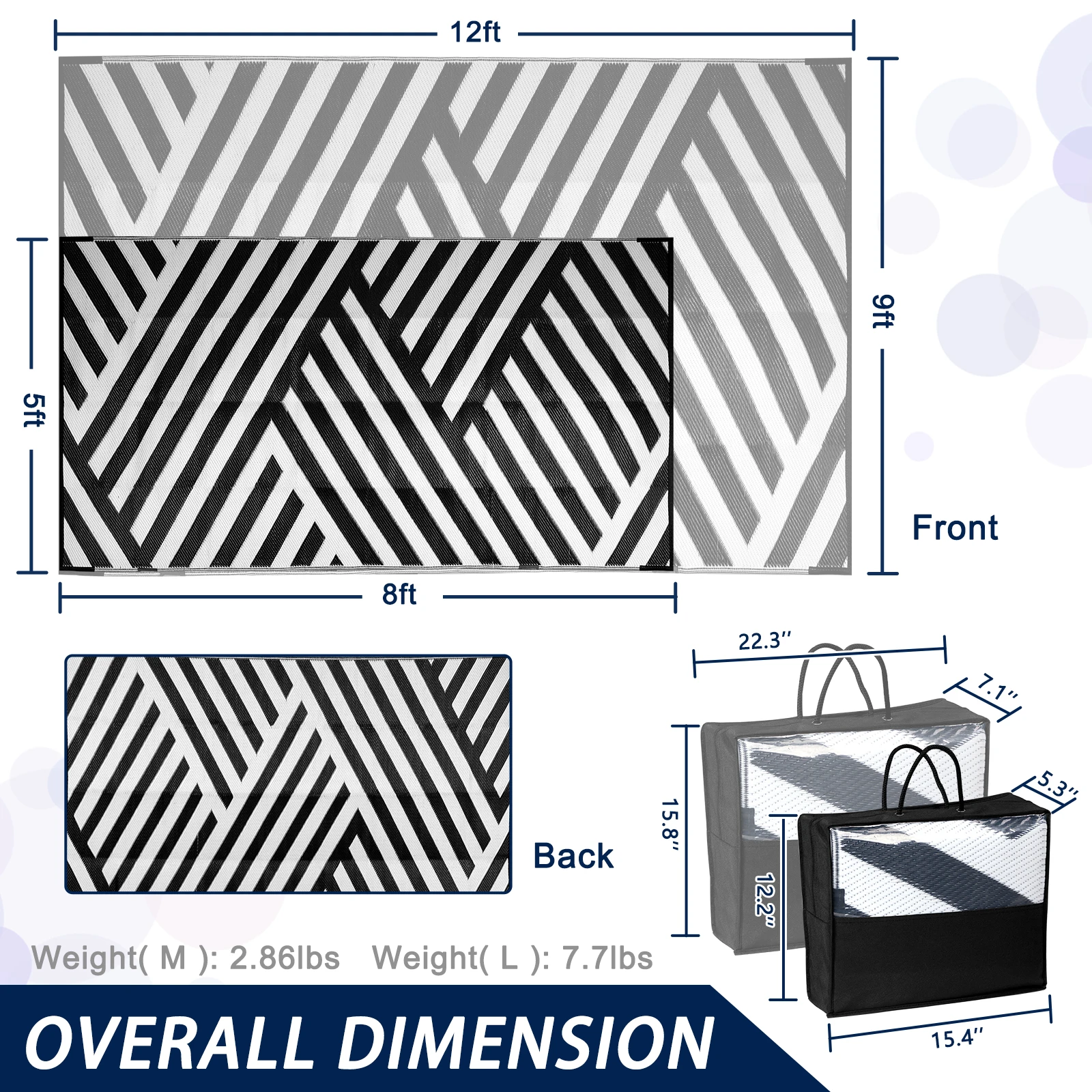 Outdoor Rug for Patio Clearance,Waterproof Mat,Reversible Mats, Modern Area Rug for RV,