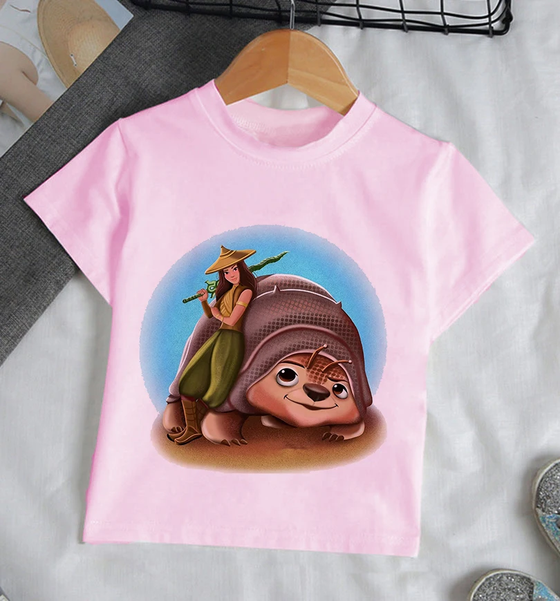 top T-Shirts Disney Cartoon Raya And The Last Dragon T Shirt Kids Cute Print Boys Girls T-shirt Summer Casual Comfortable Short O-Nack Tops vlone shirt