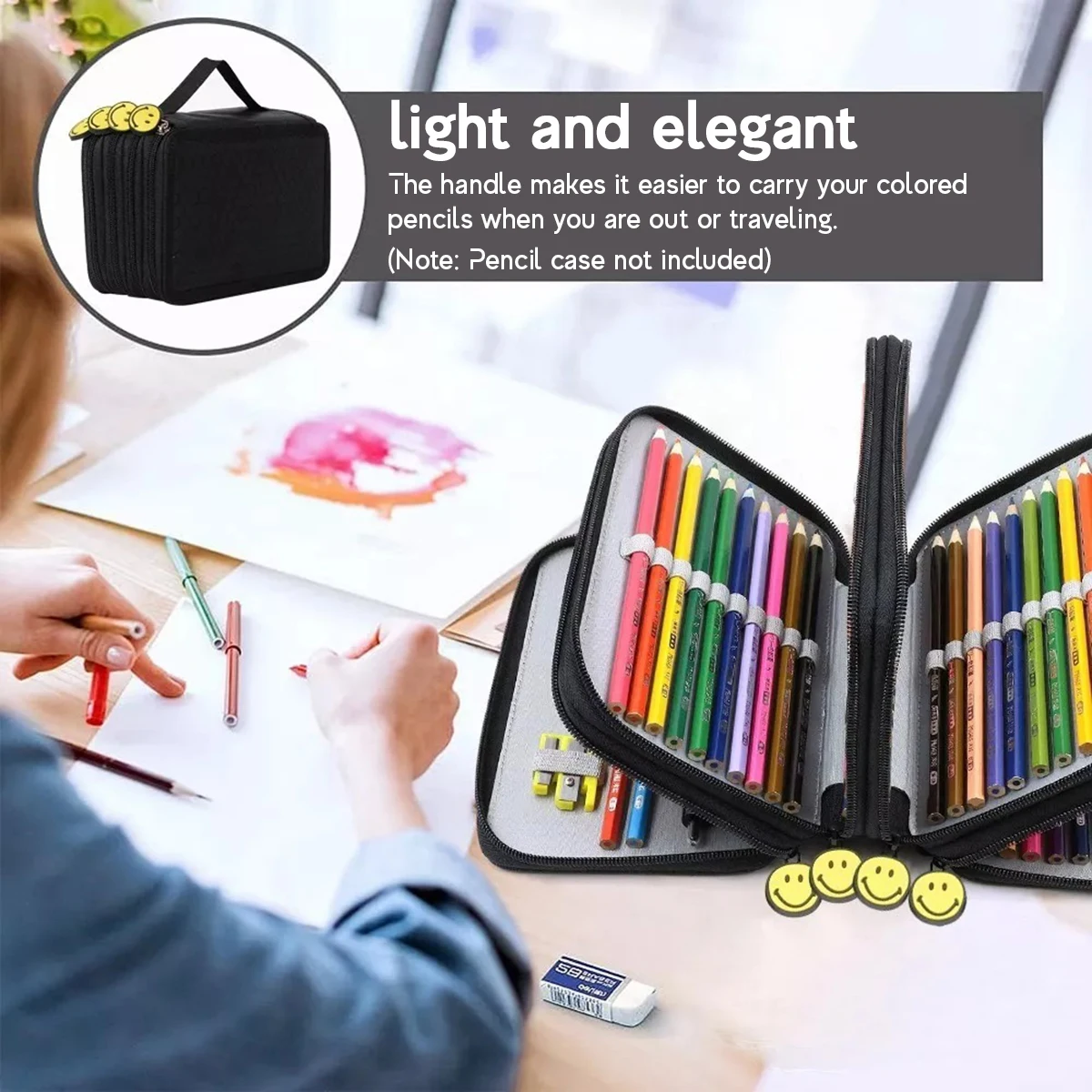 Four-layer pen bag 72 color pen curtain sketch brush color pencil bag painting art student porous stationery box pencil cases,stationery box