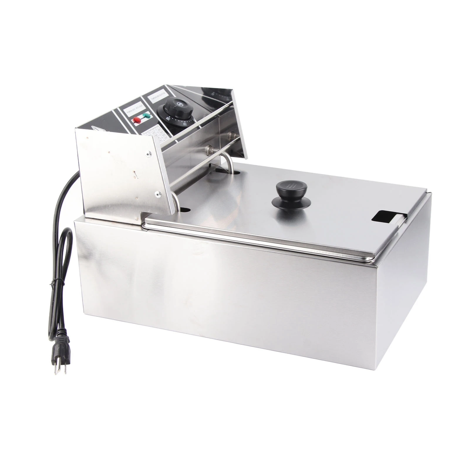 Electric Deep Fryer Professional Adjustable Temperature Stainless Steel Deep Fryer with Lid Basket for Commercial Use 6L