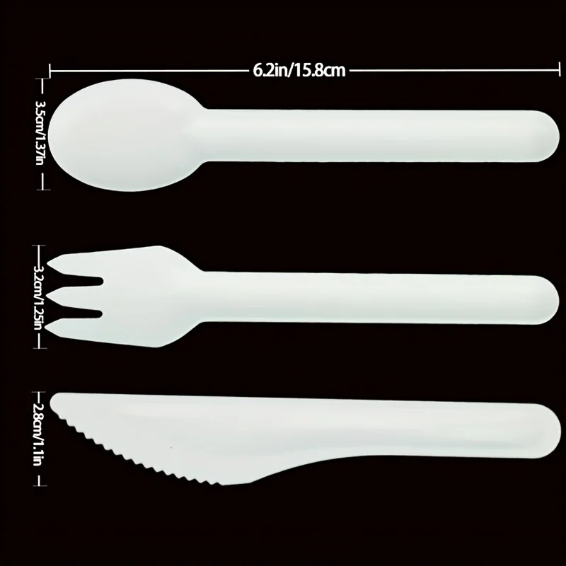 50Pcs Disposable Degradable Knife Fork And Spoon Pulp Tableware Environmental