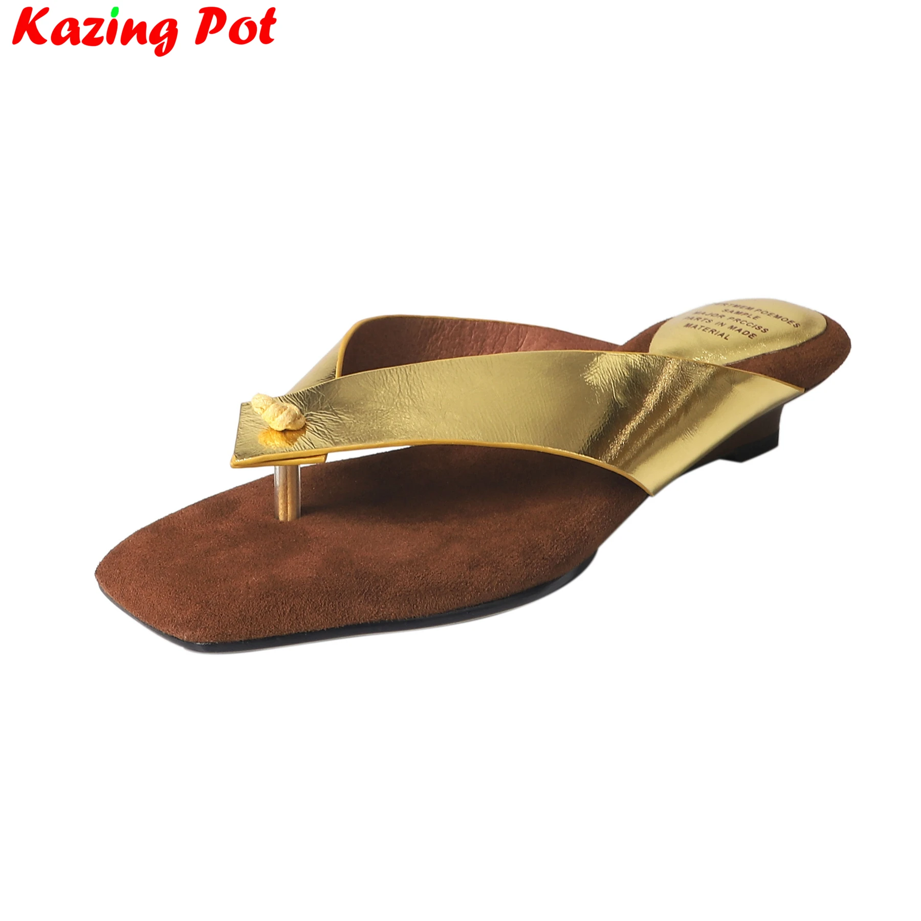 Krazing Pot Plus Size Cow Leather Comfort Flip Flop Summer Mules Shoes Slingback Dating Casual Party Women Sandals