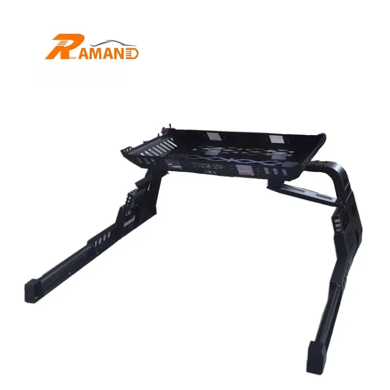 라만드 4X4 스포츠 픽업 롤바 (루프랙 포함) 레인저 F150 타코마 힐룩스 툰드라용 블랙 스틸 카톤 박스 (폼 포함)