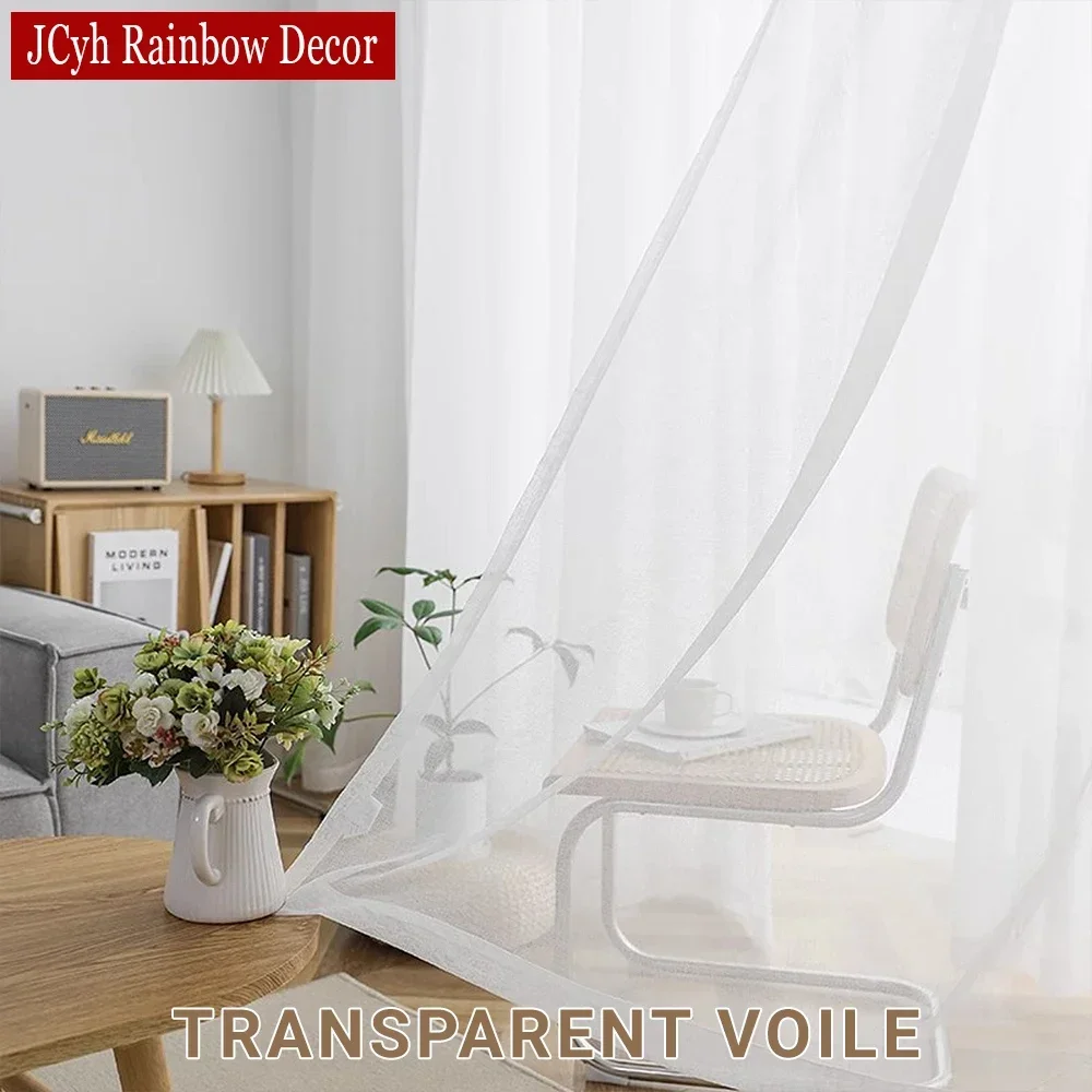 Sheer Curtains Window Curtains Decor Curtains Light Filtering Curtains White Sheer Curtains For Living Room Window Transparent Voile Tulle Curtain Cortinas Wedding Drapes Home Decor Voilage Firanka