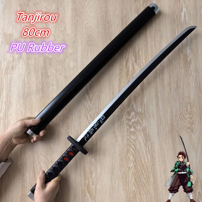 Anime Cosplay Swords Demon Slayer Katana Weapon Original Sword Kochou Kanae Fire Swords Toy Safety Rubber Model Gift 80cm