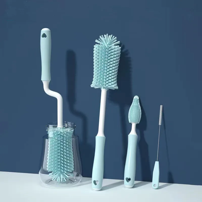 

Silicone Bottle Cleaning Brush Baby Pacifier Straw Scrubber Small Brush 360 Degree Glass Cup Washing Kitchen Cleaning Tool Set