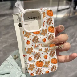 Autumn Leaf Textured Shockproof Silicone Phone Case for iPhone 15 Plus (White - 2E482)