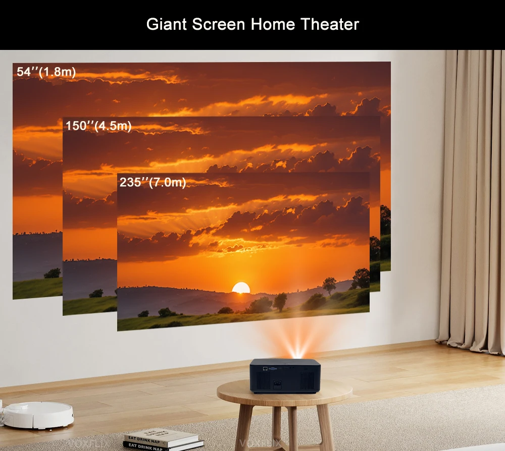 Voxflix VF71 1080P 프로젝터, 4K 디코딩 지원, 35000 루멘, 안드로이드 비디오 빔, 홈시어터, 자동 초점 및 키스톤 보정