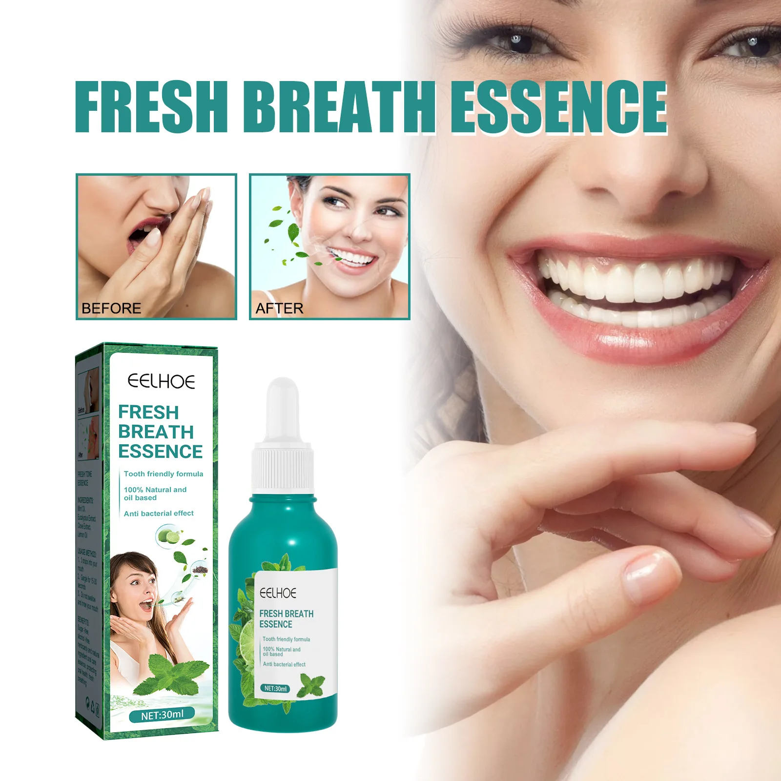 

Fresh Breath Essence Cleans Mouth Odor and Leaves Mint Flavor Fresh Breath Essence