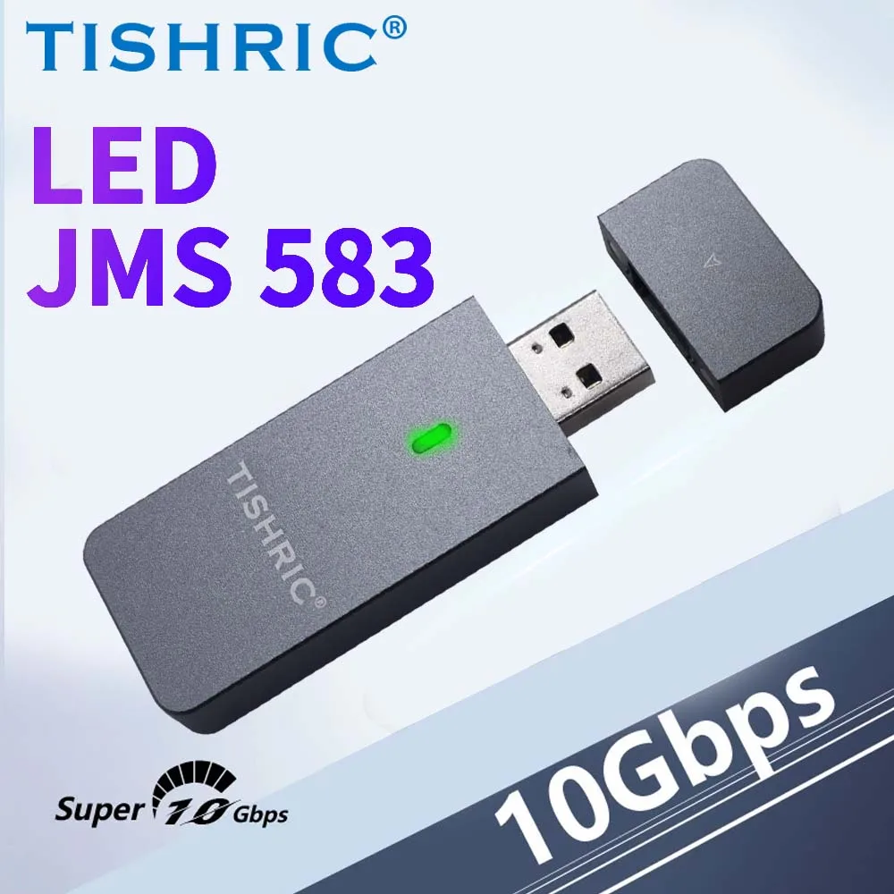 TISHRIC 10Gbps SSD 2230 NVME M2 Enclosure Aluminum Alloy Type C/USB 3.0 M-key M.2 NVME External Case JMS583 For 2230 Hard Disk