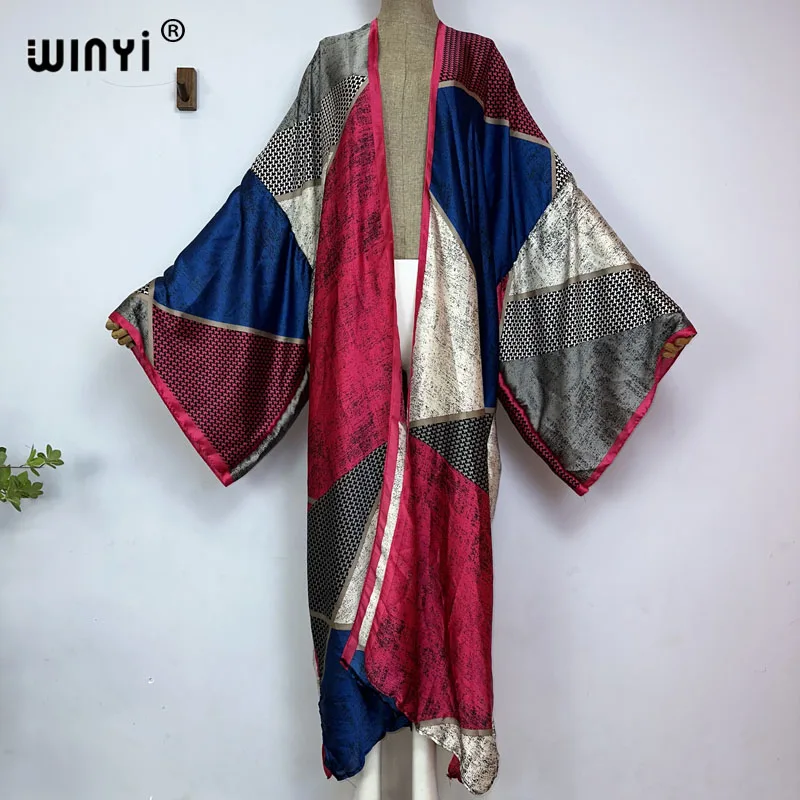 2022 WINYI 아프리카 패션 비키니, 스위트 레이디, 뉴 파티 가디건 스티치, 섹시한 보호 여름 프린트, 휴일 아프리카 긴팔 기모노
