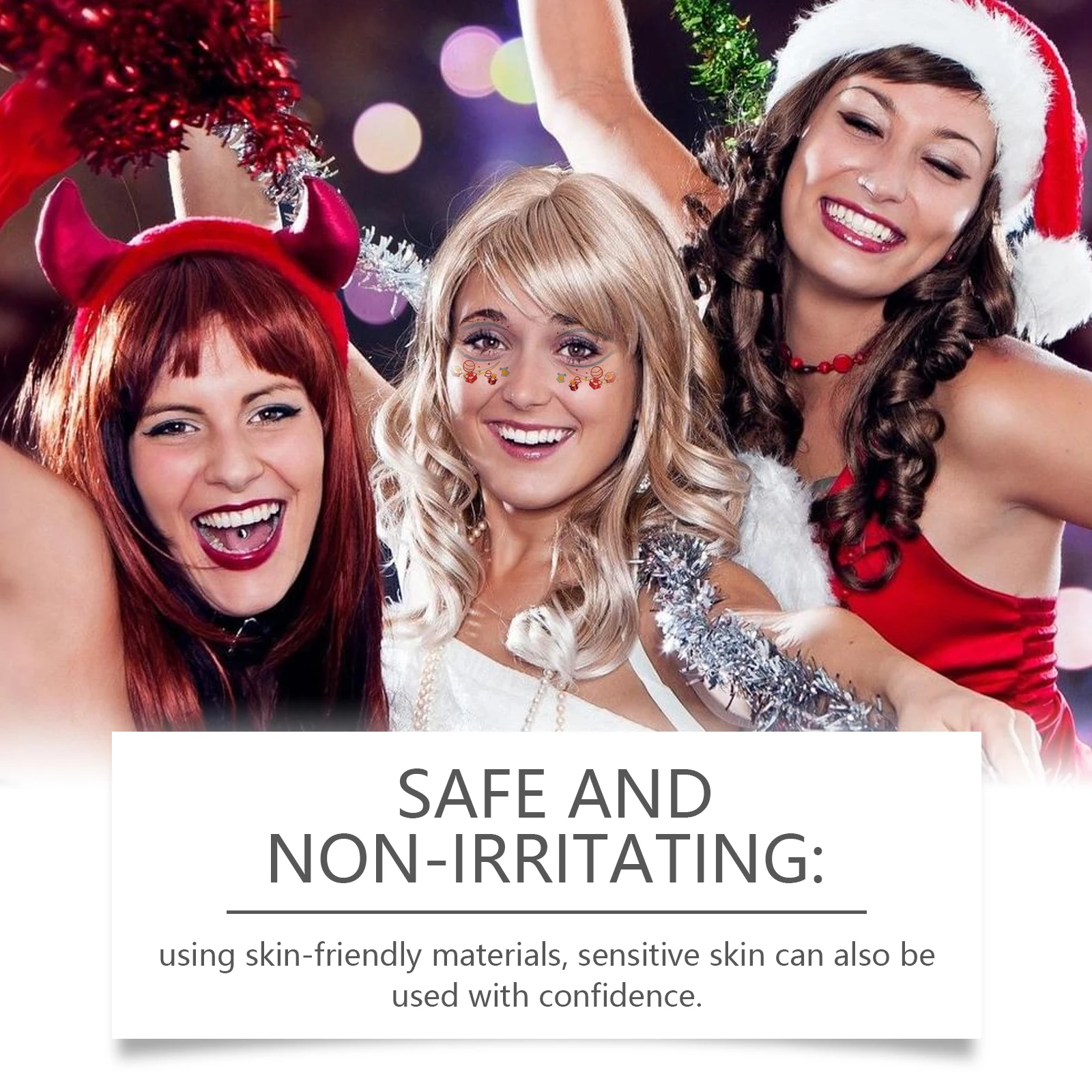 Christmas Face Stickers - Festive Sparkly Temporary Tattoos, Fun Effortless Holiday Makeup for Festive Christmas Look