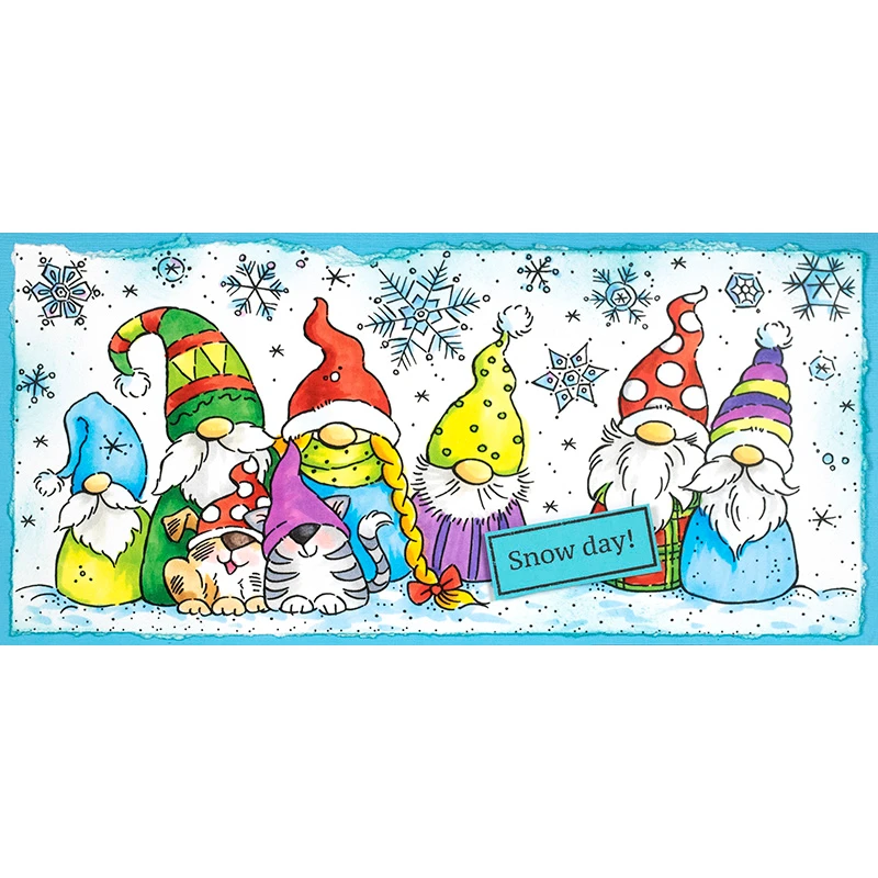 4x8.6inch Slimline Winter Gnomes Clear Stamps Background Stamp for Scrapbooking DIY Crafts Card Make Album Decorative 25