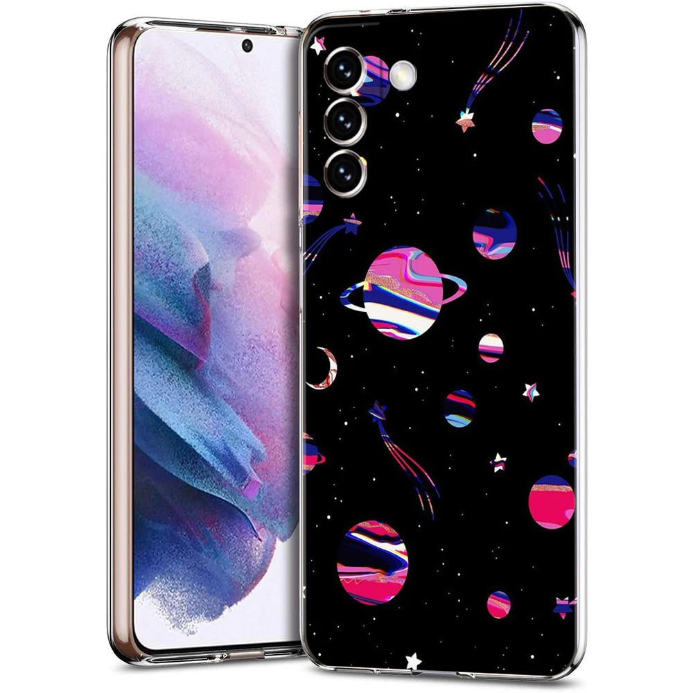 Celestial Galaxy Design Phone Case - Black & White Sun, Moon, Stars, and Planets
