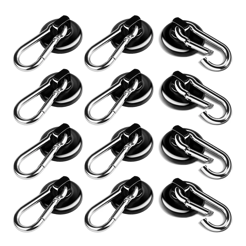 

12 Piece Strong Magnetic Hooks Magnets + Carabiner Hook Magnet Hooks For Kitchen Hanging Cruise Grill, Refrigerator