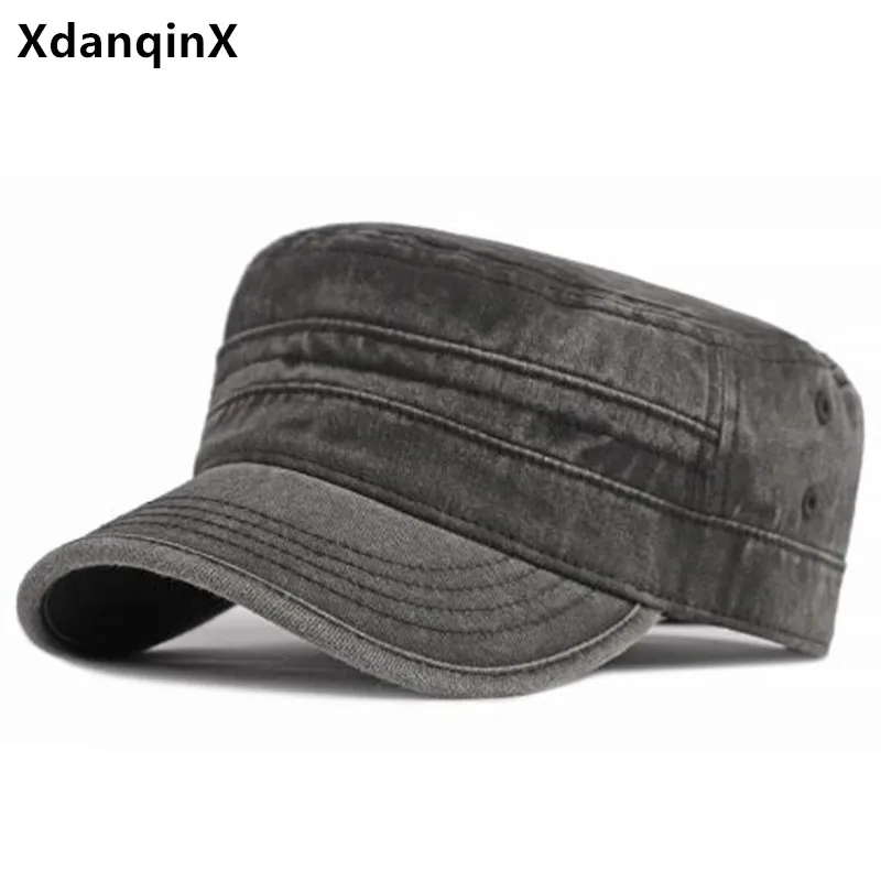 

Free Shipping Men's Flat Cap Simple Vintage Washed Cotton Military Hats Snapback Cap Trucker Hat Navy Caps For Men Gorras Hombre