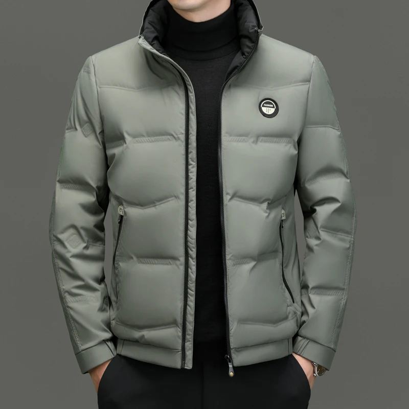 

Luxury Brand Men's Down Jacket Embroidered Print Pocket Parka Winter British Thicken Warm Fashion Windproof Trend Men's Clothing